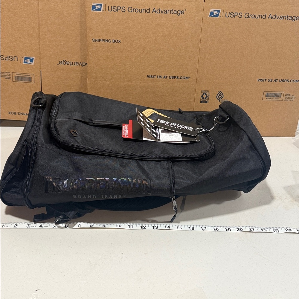 True Religion Men's Black Convertible Backpack Duffle Bag - Picture 6 of 8
